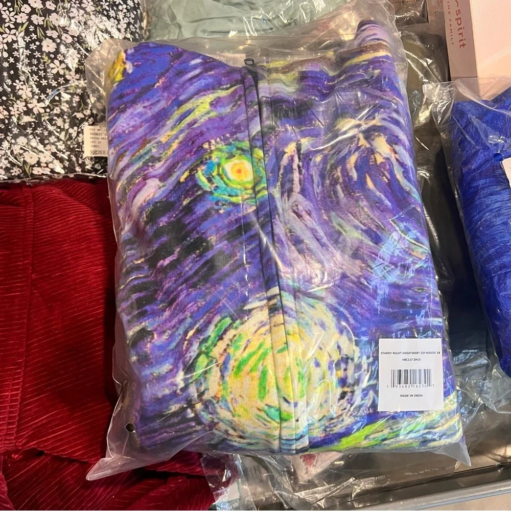 Signals Starry Night Sweatshirt Full Zip Hoodie NEW 1X - Picture 4 of 7